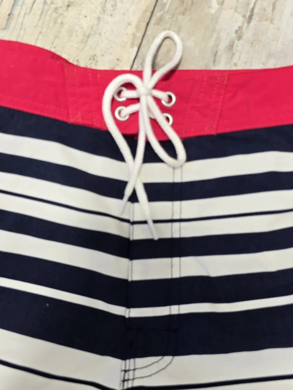 J.CREW Men's Swim Trunks Navy White Striped Board Shorts Cargo Pocket Size 34